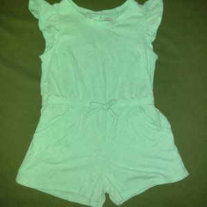Mint green flutter sleeve romper with buttons